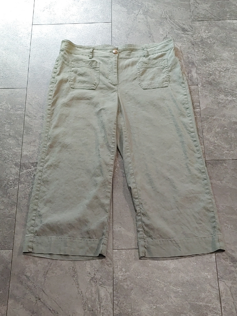 J. Jill Sage Green Cropped Wide-Leg Pants